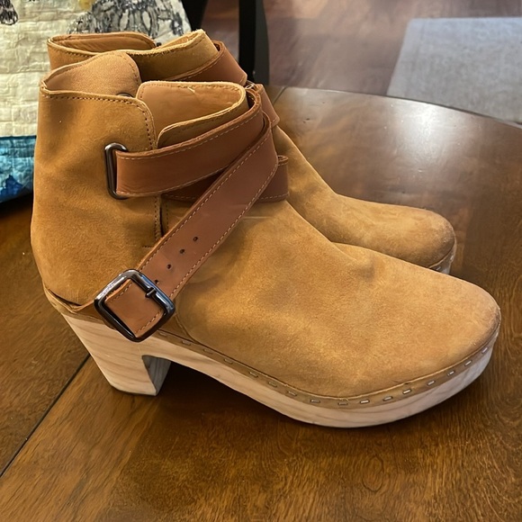Free People Bungalow Clog Tan Leather Ankle Boots 9 - Picture 11 of 13